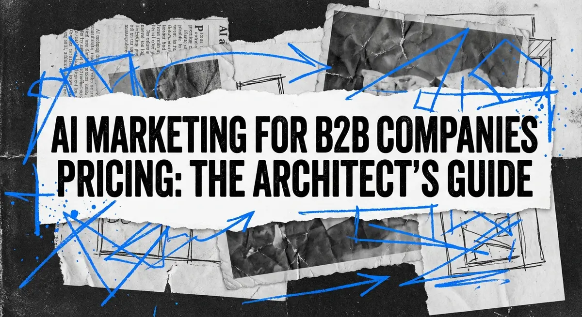 AI marketing for B2B companies pricing guide torn paper collage style
