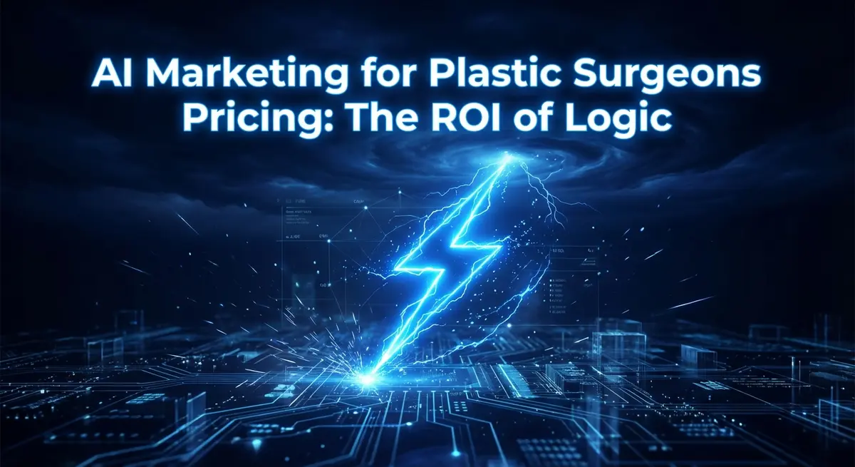 AI marketing for plastic surgeons pricing visualization with electric blue lightning