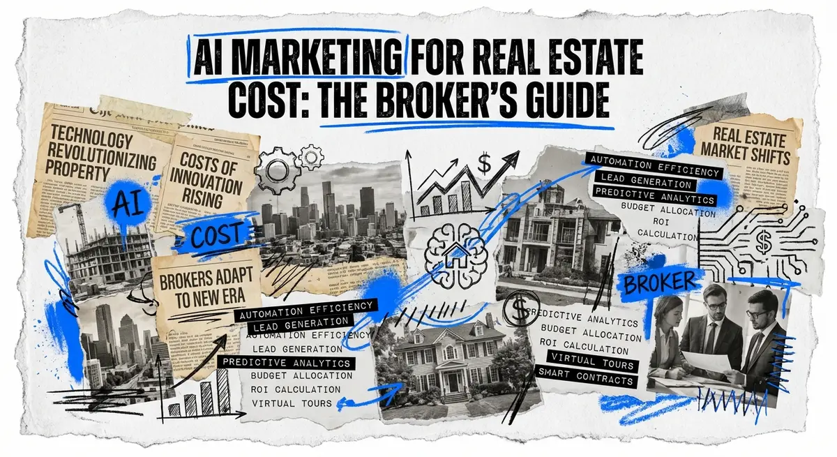 AI marketing for real estate cost analysis torn paper collage