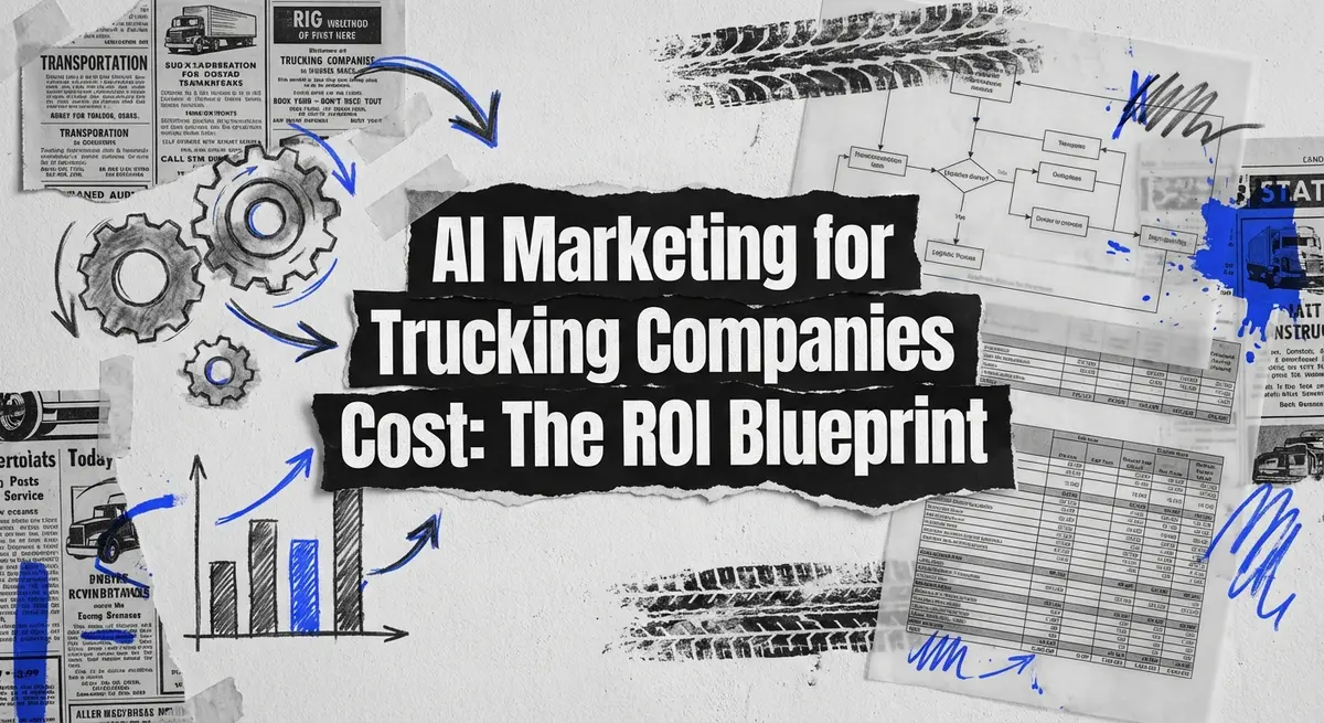 AI Marketing for Trucking Companies Cost ROI Blueprint collage style