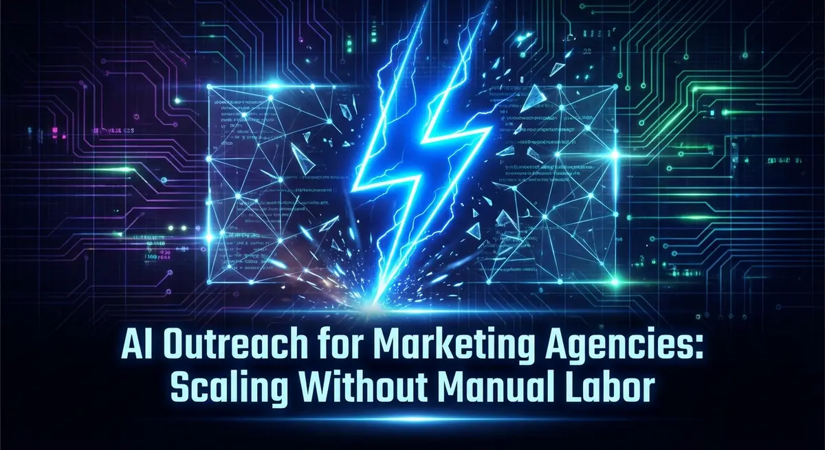 AI outreach for marketing agencies visualized as a lightning bolt of digital transformation