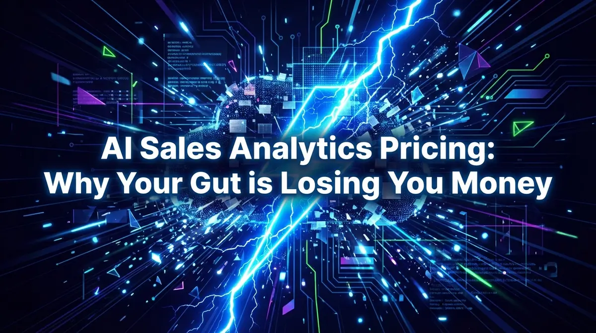 AI sales analytics pricing concept with electric blue lightning illustrating dynamic revenue growth