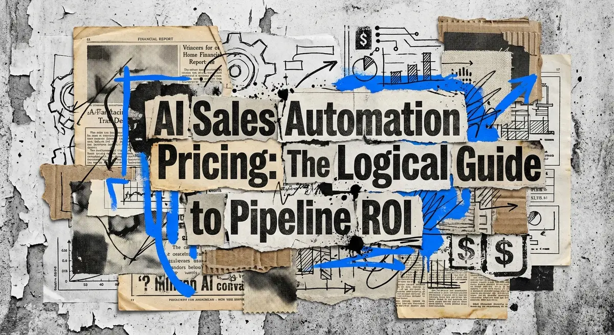 AI sales automation pricing torn paper collage art