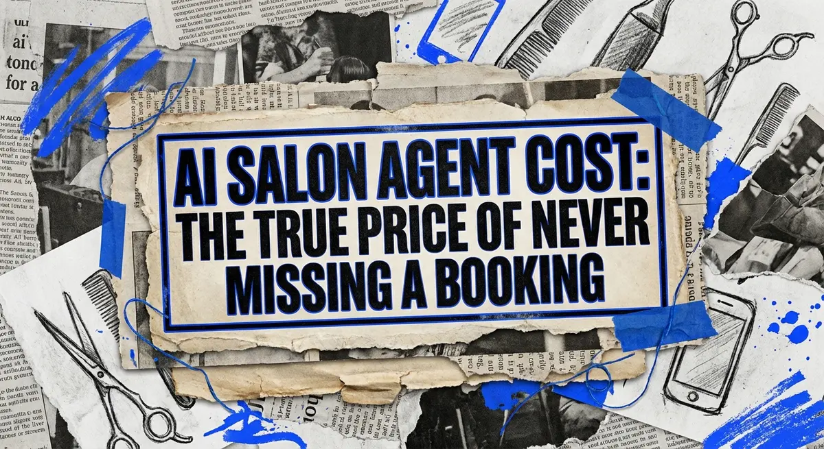 AI salon agent cost analysis torn paper collage art