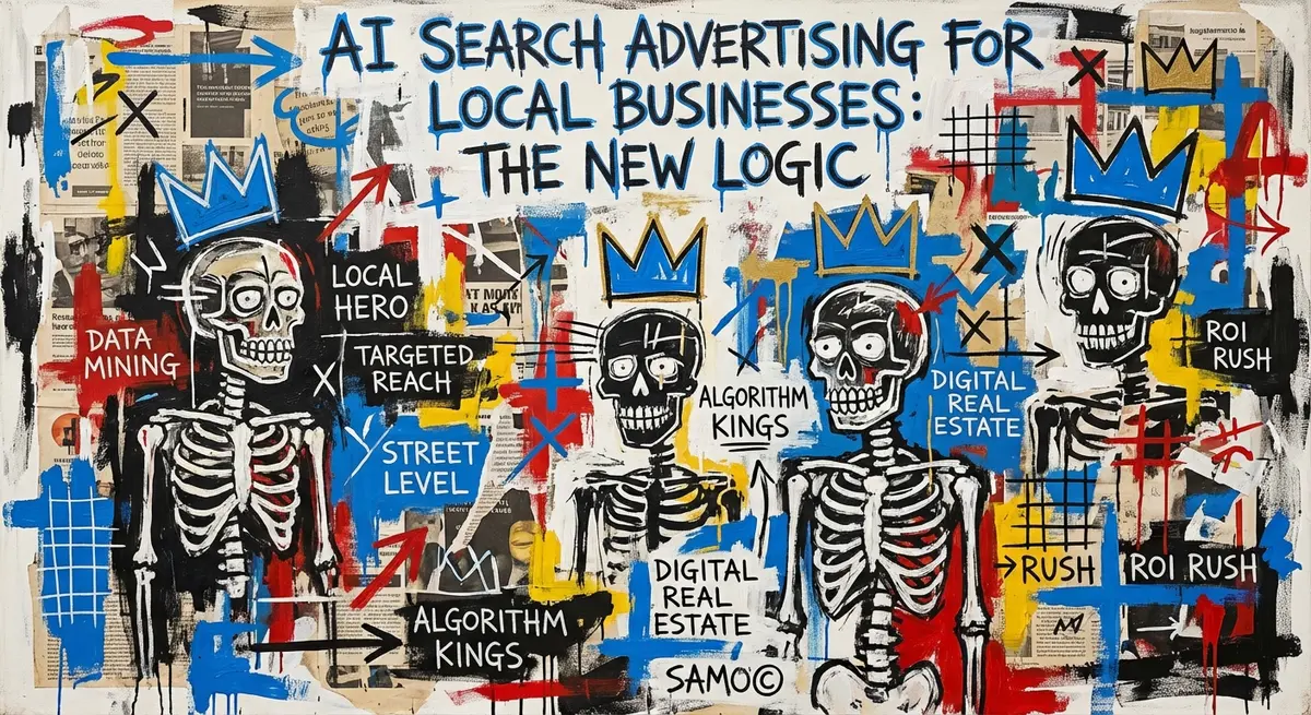 AI search advertising for local businesses featured image neo-expressionist style