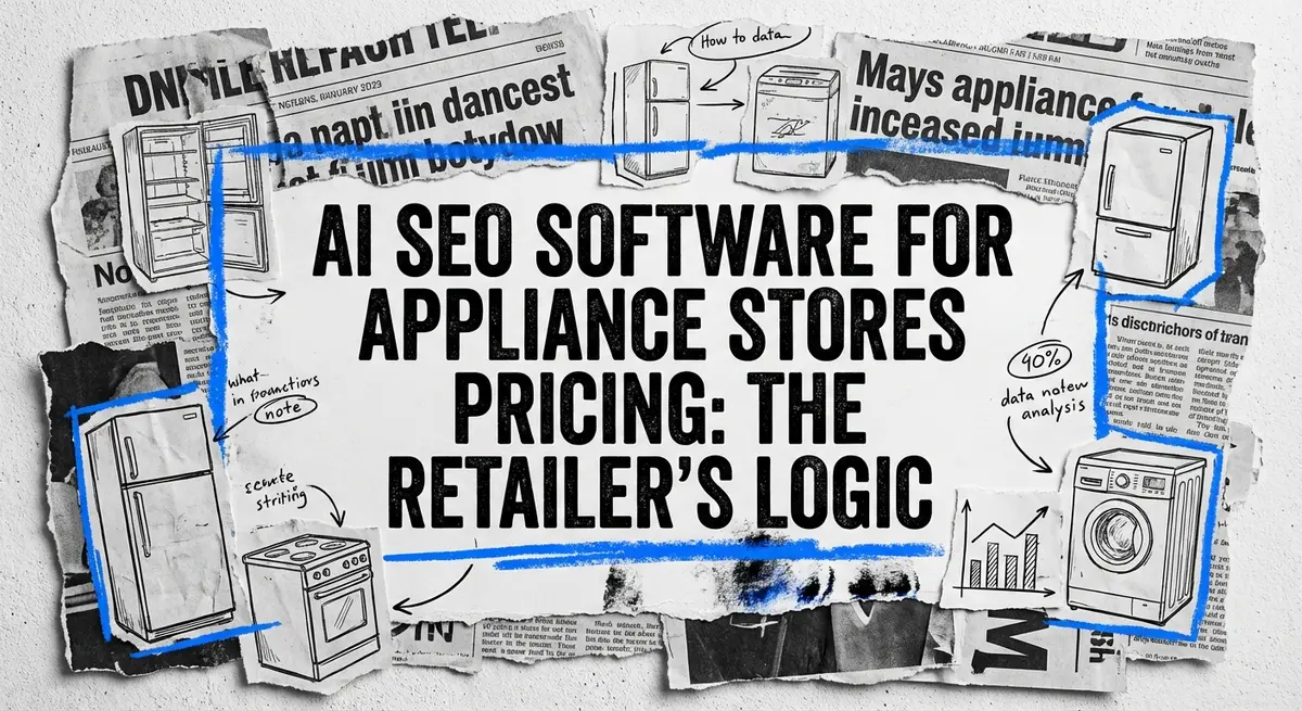 AI SEO Software for Appliance Stores Pricing collage style