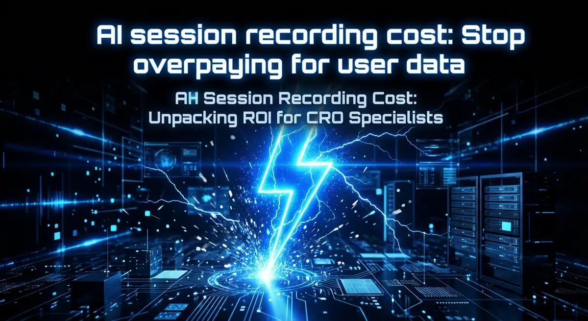 Torn paper collage art showing ai session recording cost analysis with electric blue accents