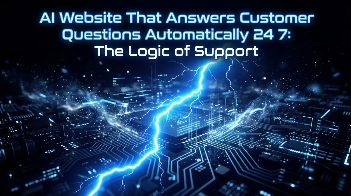 AI website that answers customer questions automatically 24 7 visualized as digital lightning