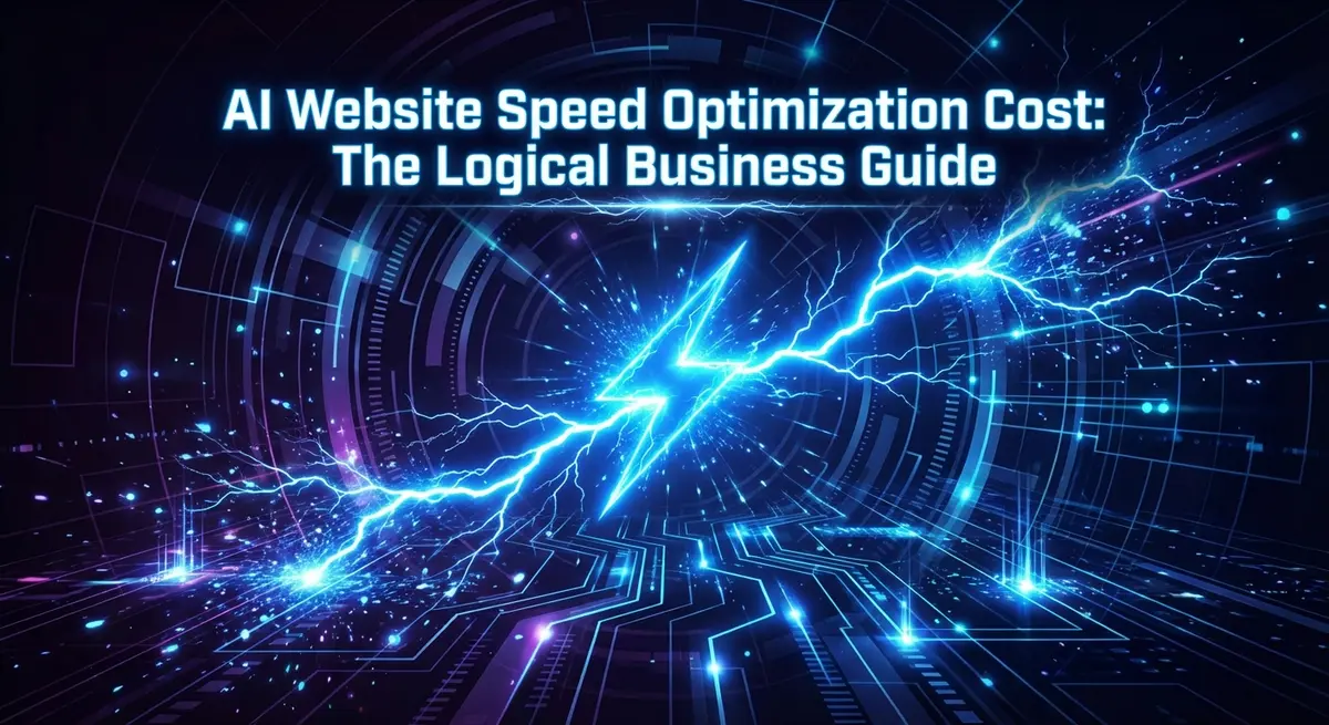 AI website speed optimization cost visualization with electric blue lightning