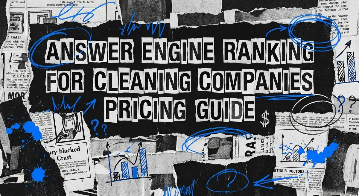 Answer engine ranking for cleaning companies pricing guide collage art