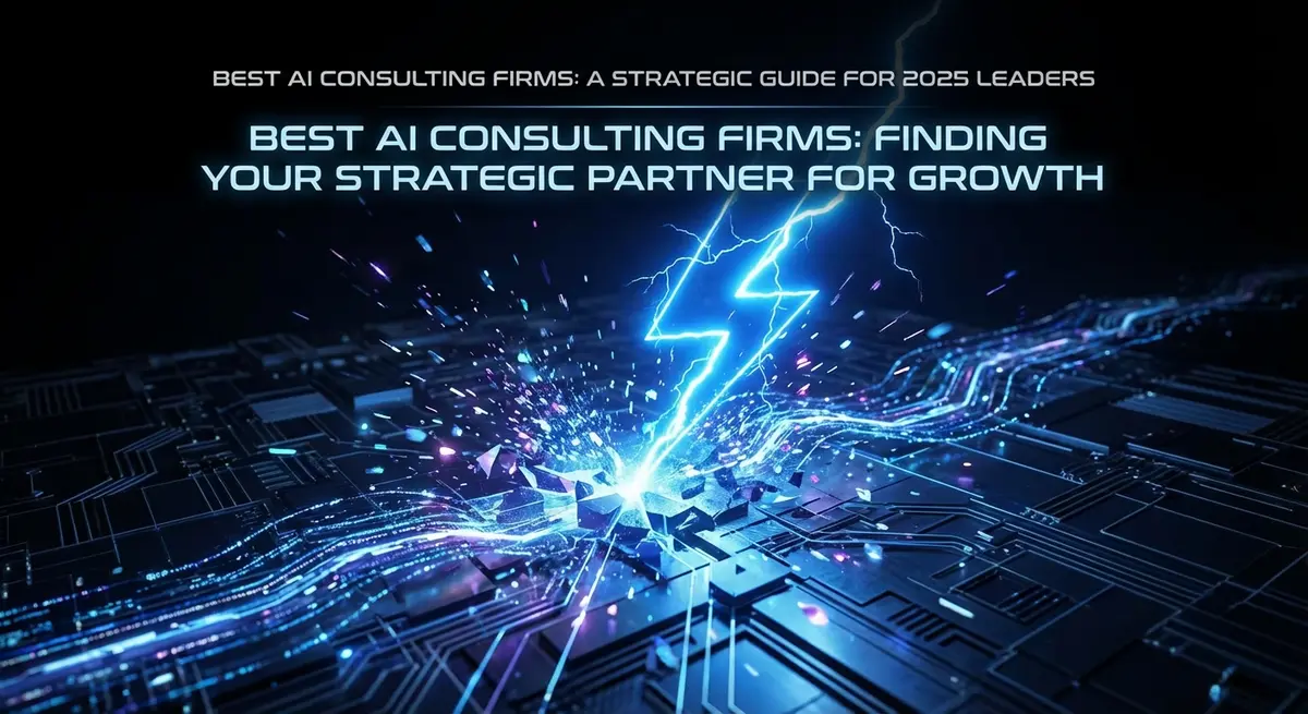 Best AI Consulting Firms digital landscape with electric blue lightning