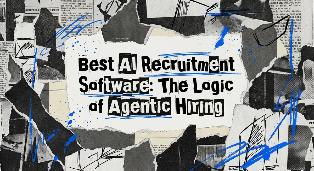 Best AI recruitment software collage showing digital transformation of paper resumes