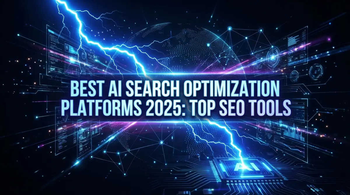 Best AI Search Optimization Platforms: Navigating the New Frontier featured image with electric blue lightning