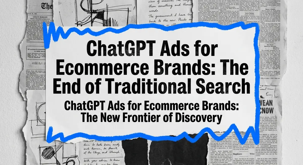 ChatGPT ads for ecommerce brands torn paper collage concept