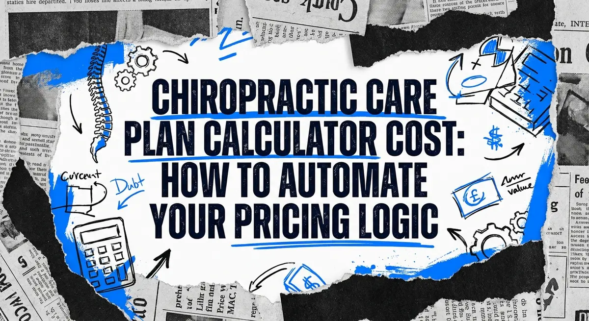 Chiropractic care plan calculator cost automated system torn paper collage art