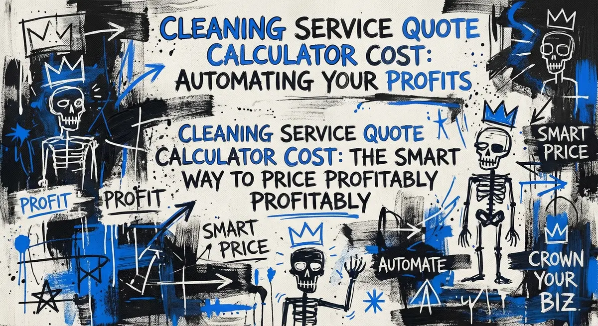 Cleaning Service Quote Calculator Cost art in Basquiat style with blue accents