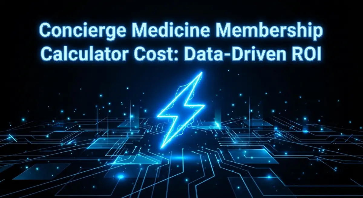 Concierge medicine membership calculator cost digital interface with electric blue lightning accents