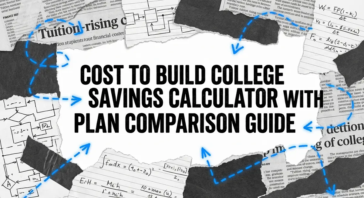 Cost to Build College Savings Calculator with Plan Comparison Guide torn paper collage