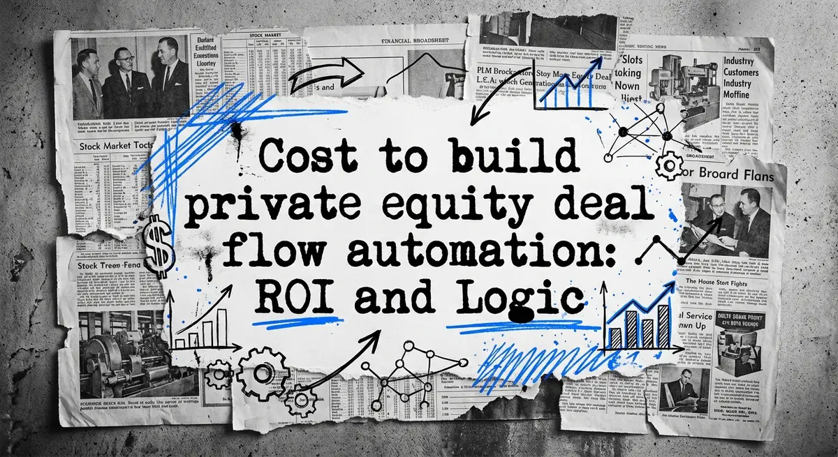 Cost to build private equity deal flow automation featured image with torn paper style