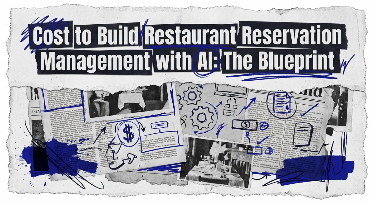 Cost to Build Restaurant Reservation Management with AI concept art using torn paper style