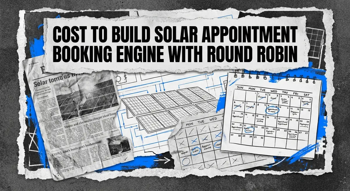 Cost to Build Solar Appointment Booking Engine with Round Robin torn paper collage style