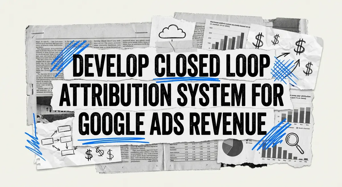 Develop Closed Loop Attribution System for Google Ads Revenue torn paper collage