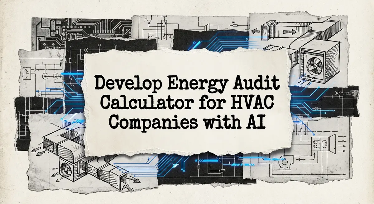 Develop energy audit calculator for HVAC companies torn paper collage with schematics