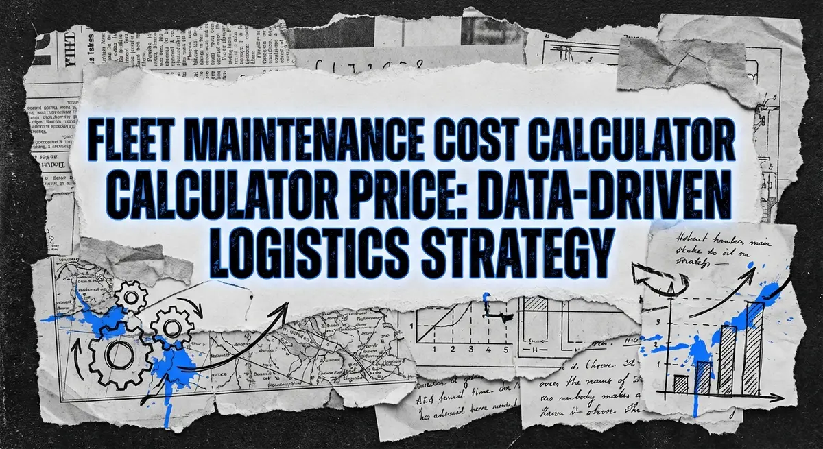 Fleet maintenance cost calculator price guide featuring torn paper collage with data analytics visualization