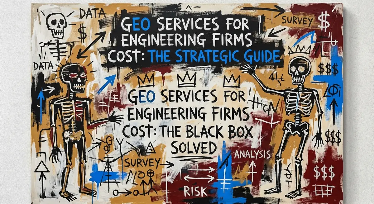 Basquiat style art depicting the complexity of geo services for engineering firms cost