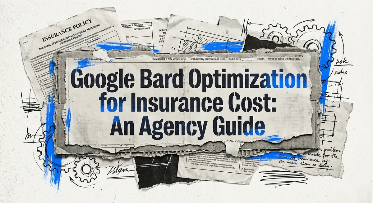 Google Bard Optimization for Insurance Cost featured image with torn paper style and blue accents