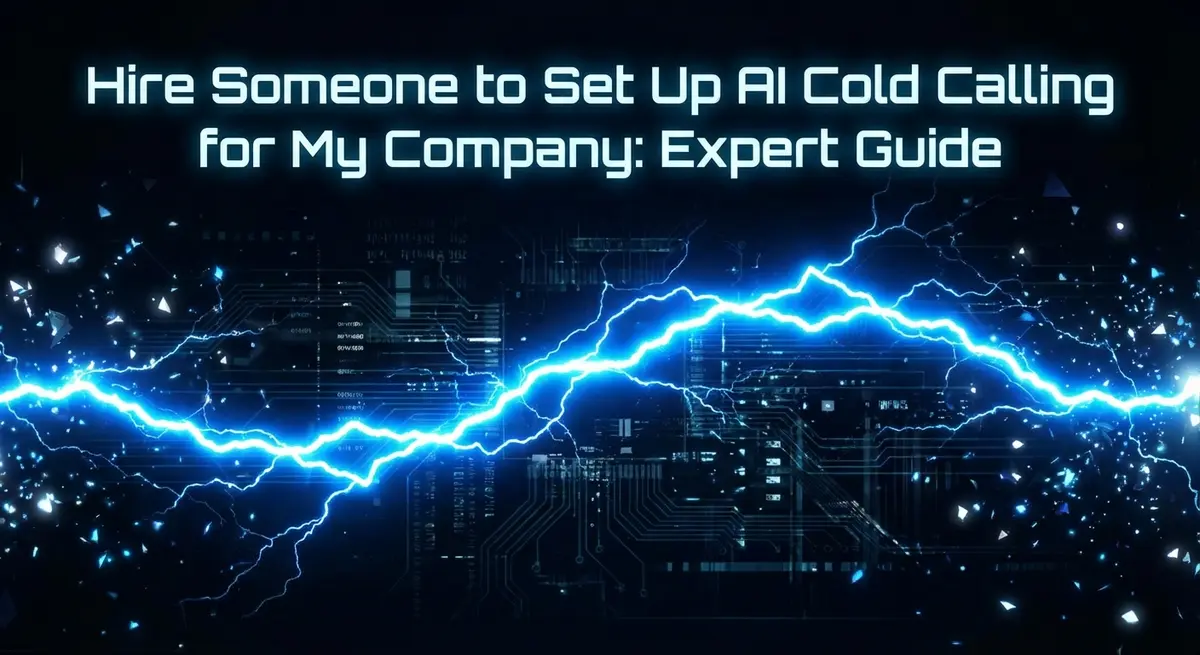 Hire someone to set up AI cold calling for my company featured image with electric blue lightning