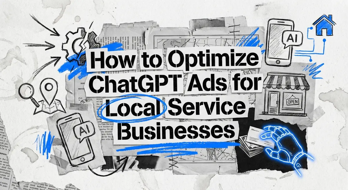 how to optimize chatgpt ads for local service businesses featured image torn paper style