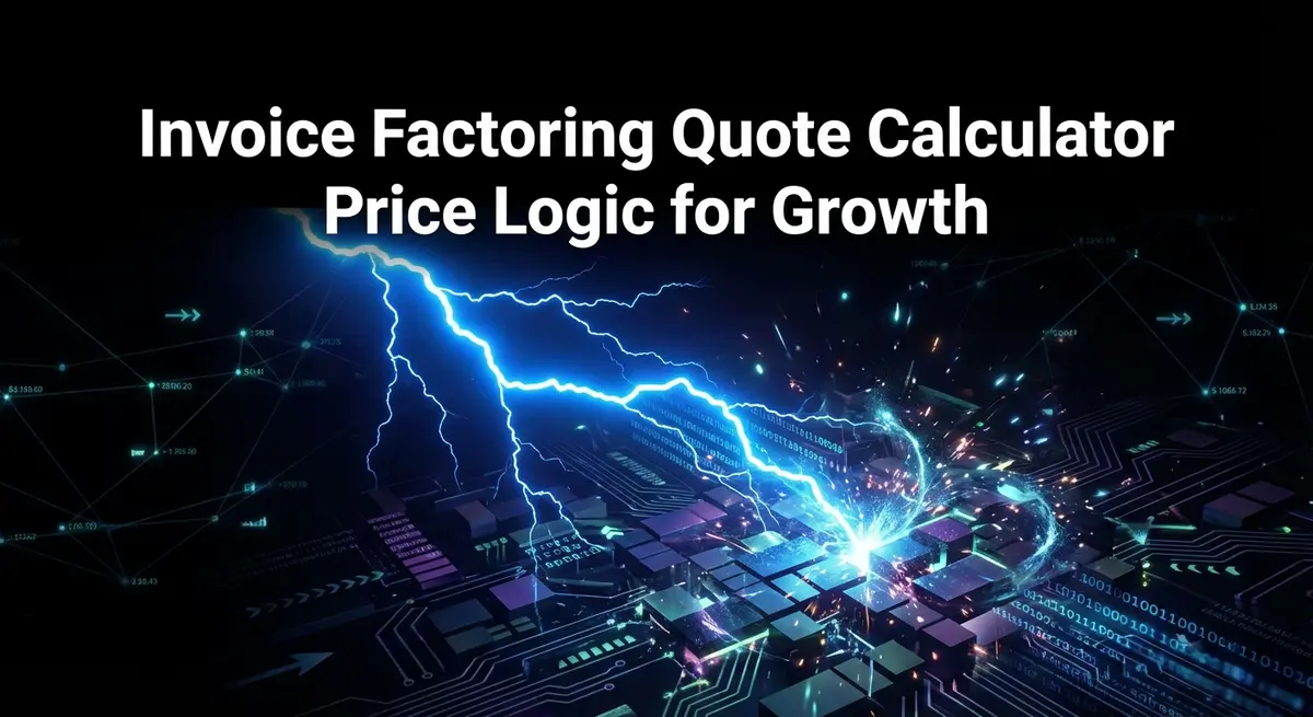 Invoice factoring quote calculator price automated system dashboard with electric blue accents