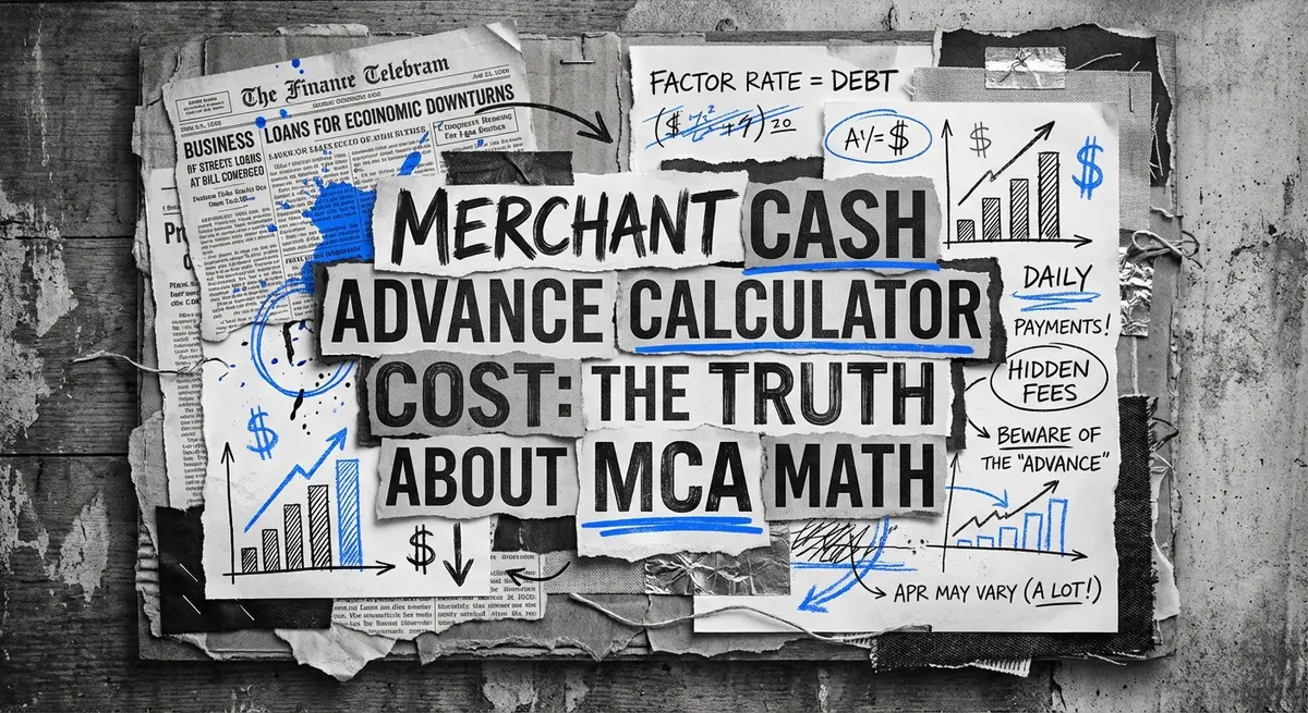 Merchant cash advance calculator cost torn paper collage art