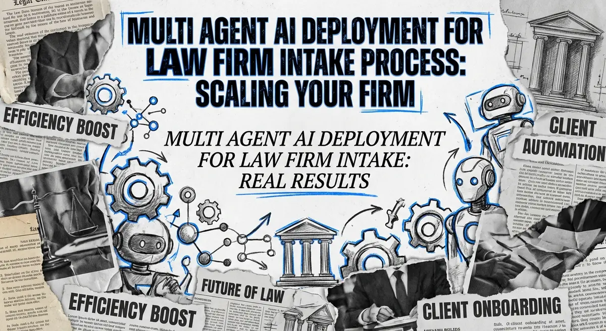 Multi agent AI deployment for law firm intake process showing digital transformation collage