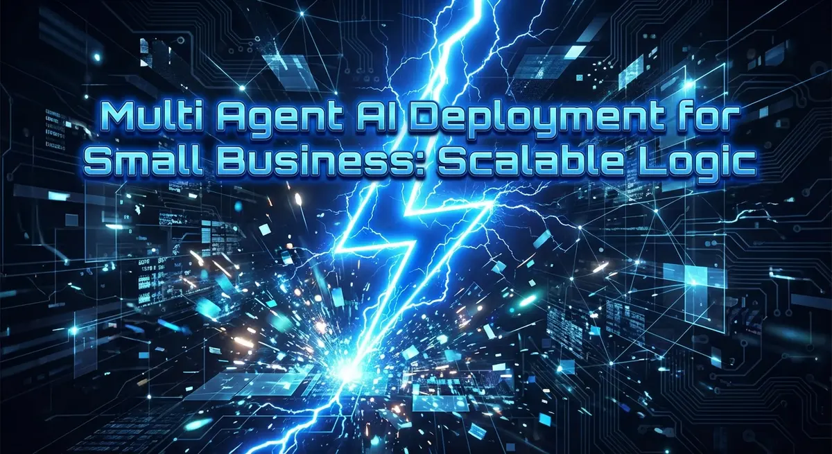 Multi agent AI deployment for small business featured image with electric blue lightning