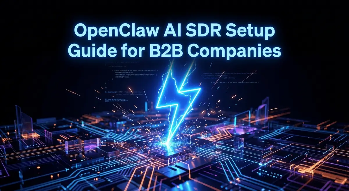 OpenClaw AI SDR setup guide for B2B companies with electric blue lightning design