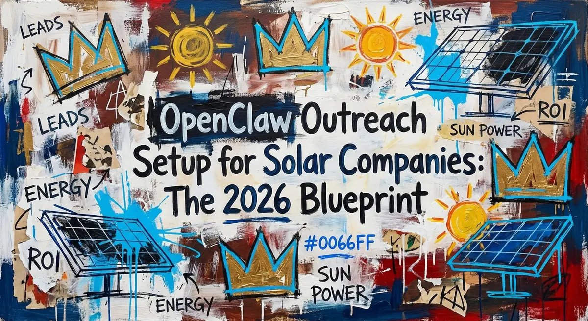 OpenClaw outreach setup for solar companies featuring Basquiat style solar art