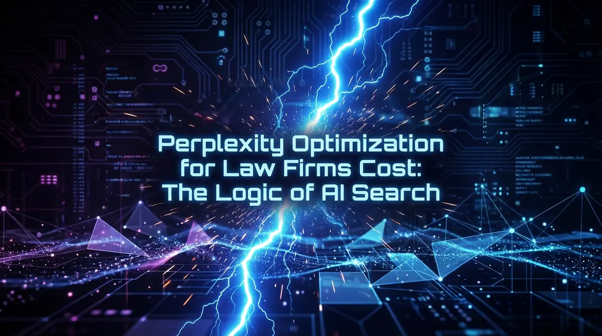 Perplexity optimization for law firms cost concept art with electric blue lightning