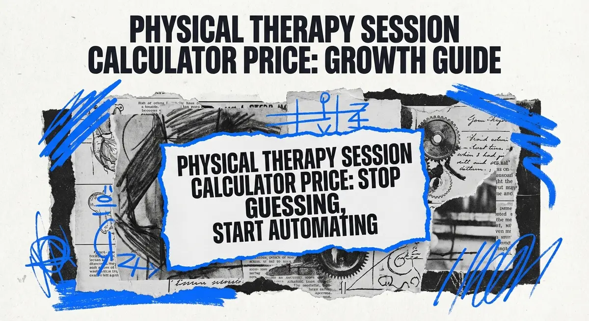 Physical therapy session calculator price automation concept with torn paper art