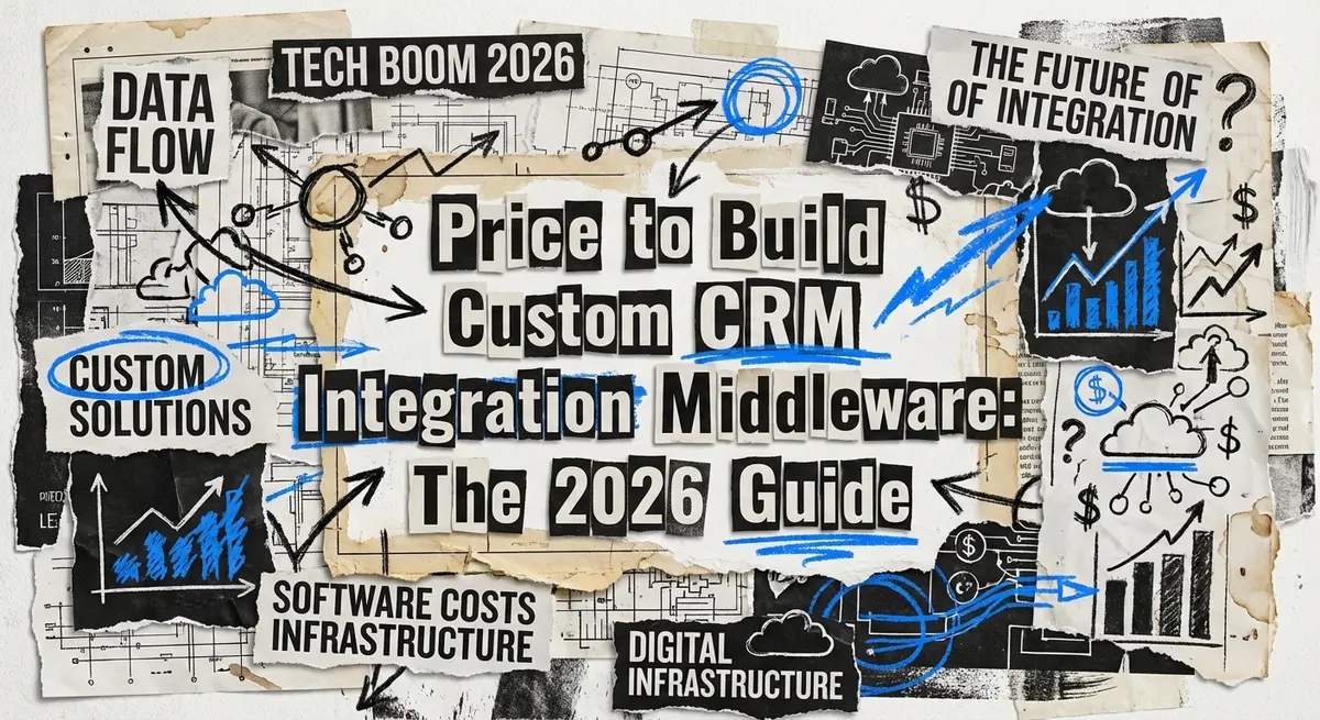 Price to Build Custom CRM Integration Middleware concept art collage