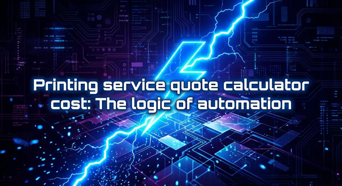Printing service quote calculator cost automation interface with electric blue lighting