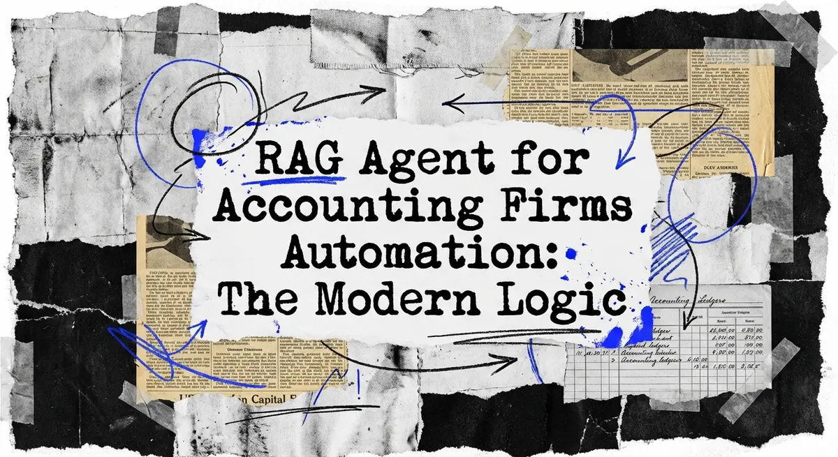 RAG Agent for Accounting Firms Automation concept art with torn paper style