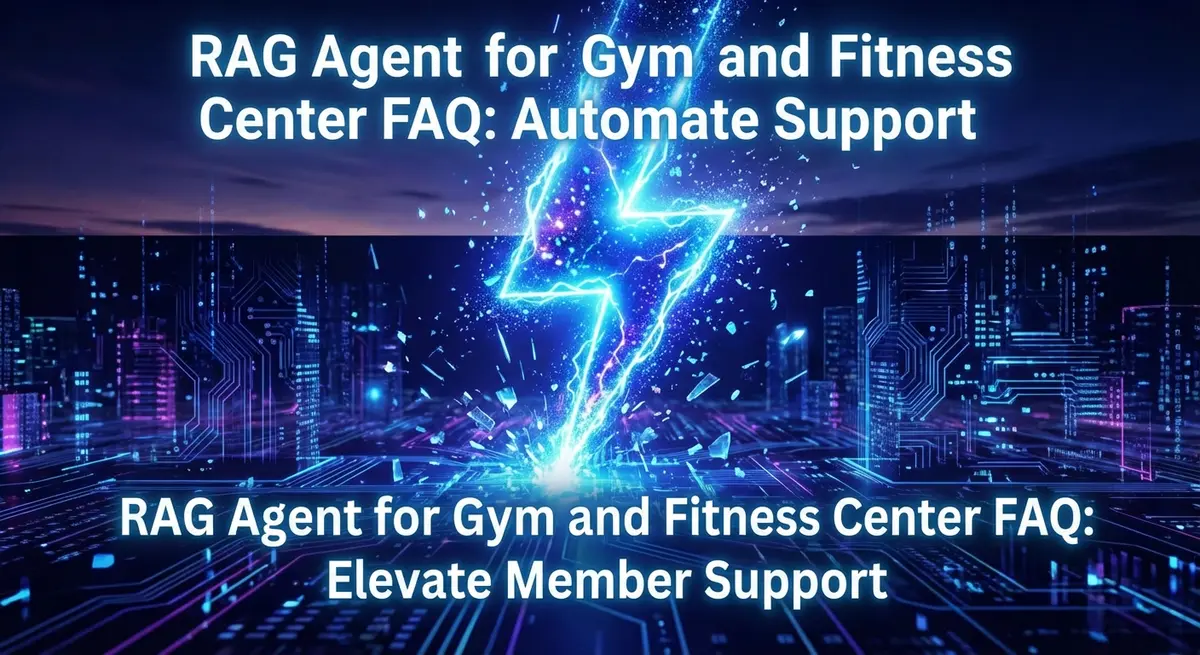RAG Agent for Gym and Fitness Center FAQ lightning style graphic with blue accents