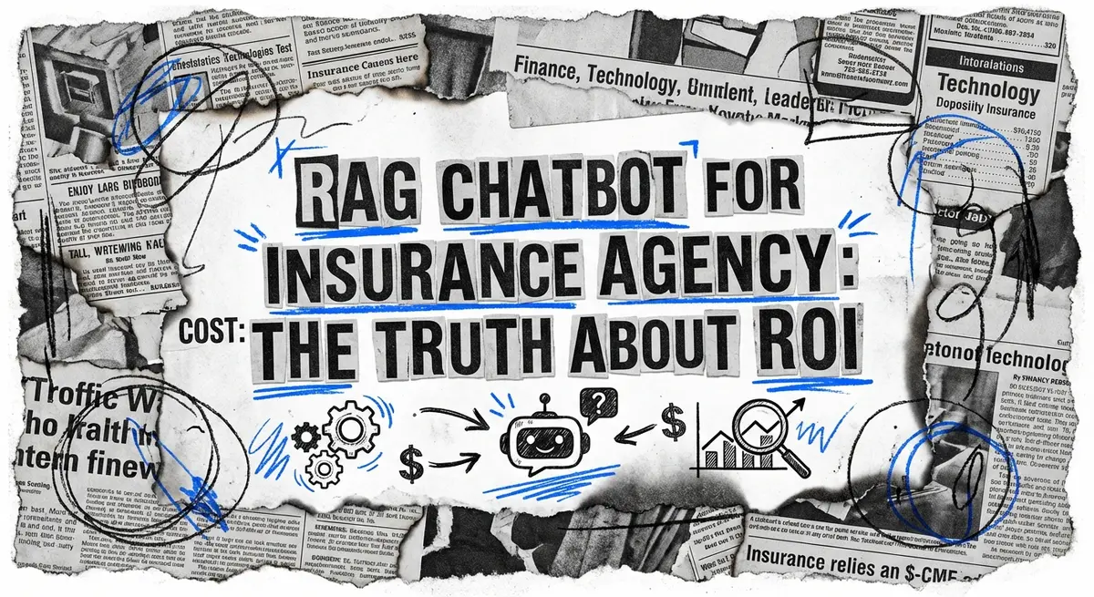 RAG chatbot for insurance agency cost collage with electric blue accents
