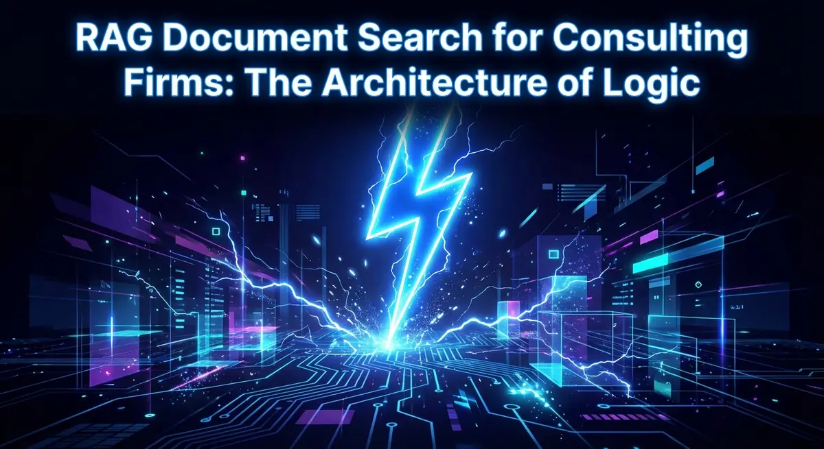 rag document search for consulting firms feature image with blue lightning