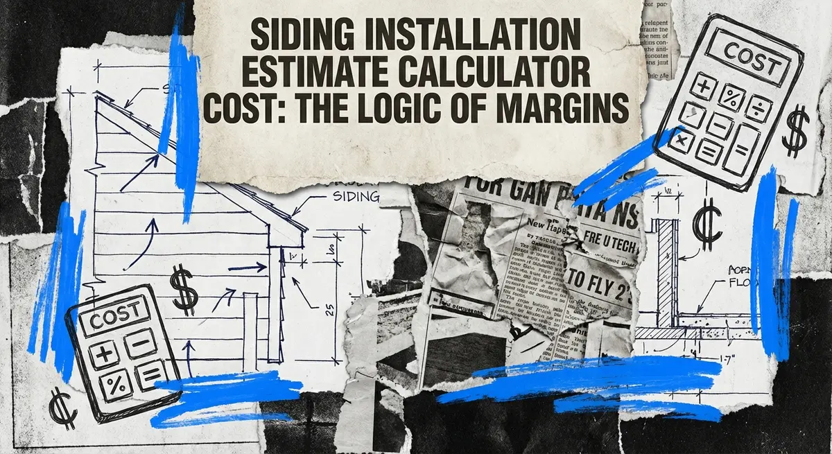 Siding installation estimate calculator cost system concept art in torn paper style