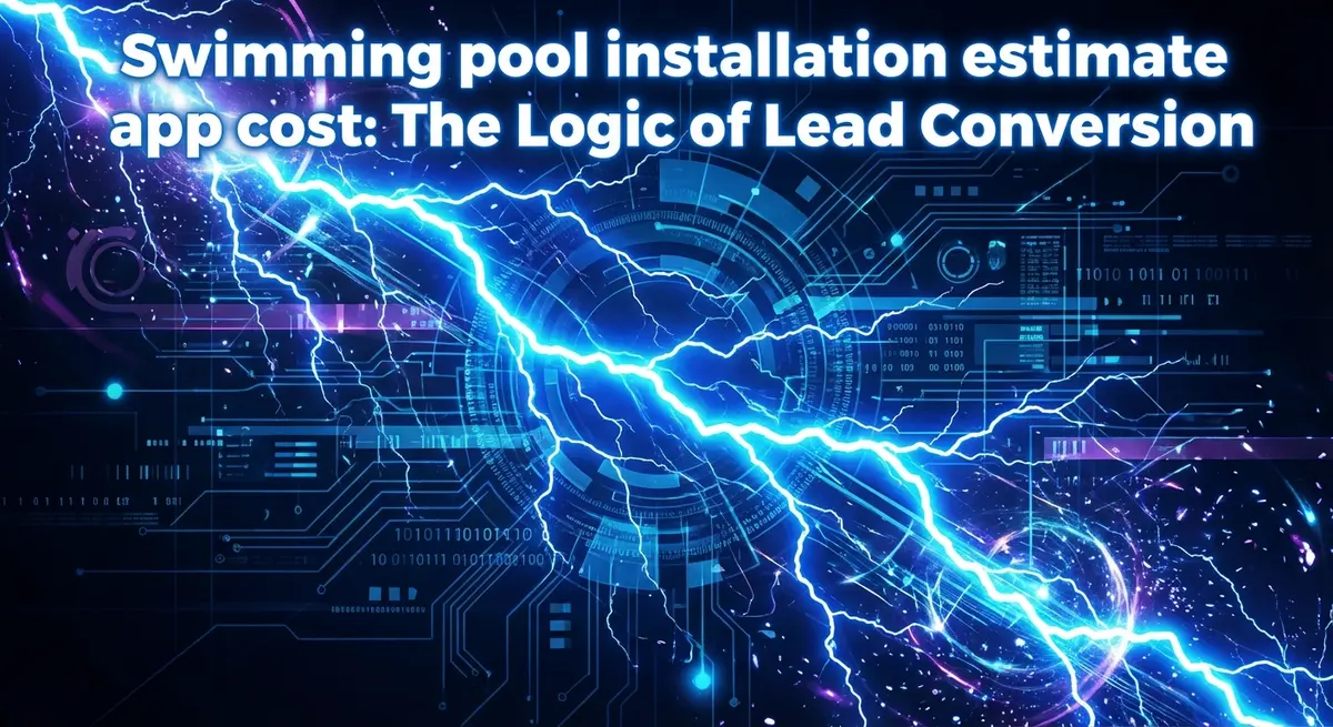 Swimming pool installation estimate app cost visualization with electric blue lightning