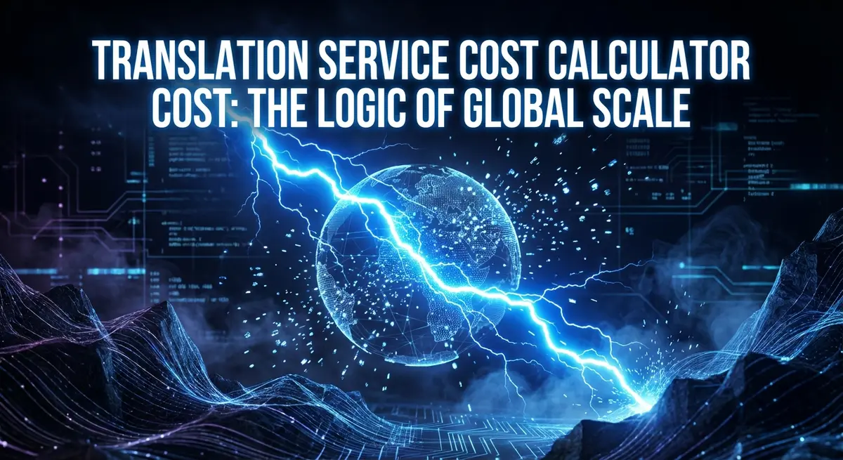 Translation service cost calculator cost logic visualized with electric blue lightning