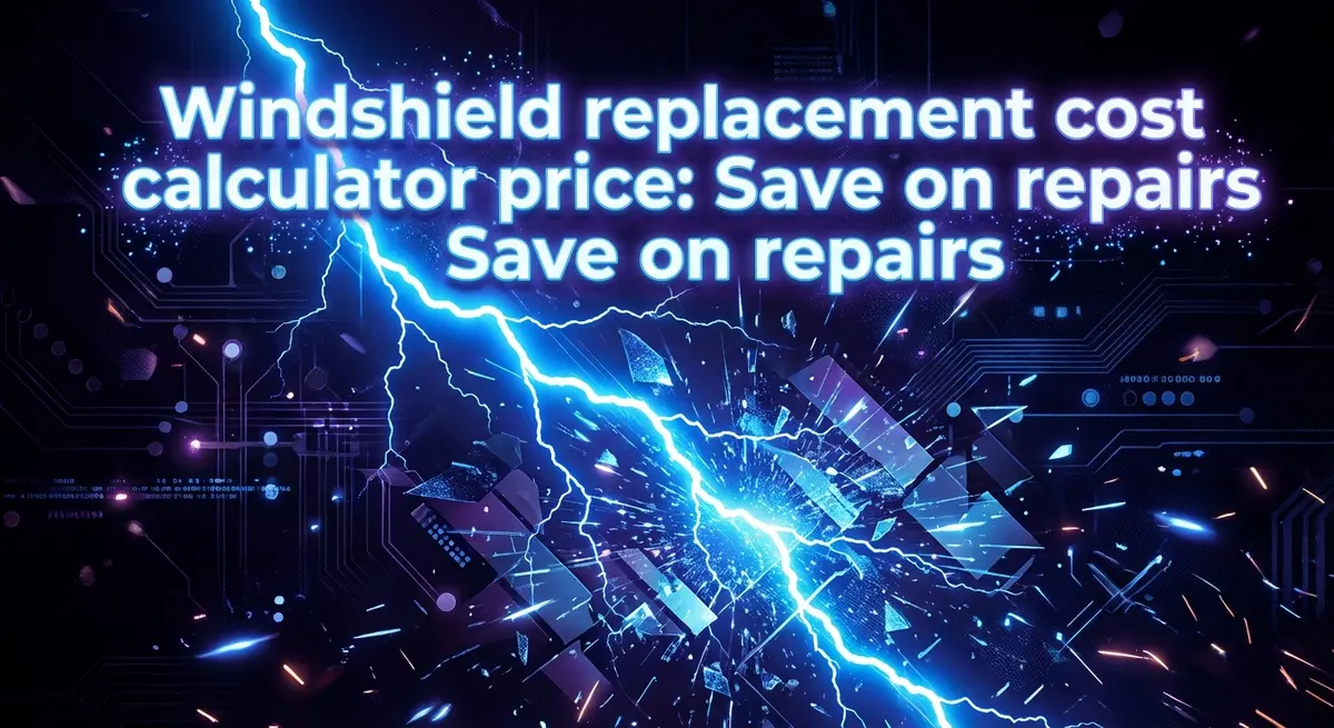 Windshield replacement cost calculator price digital interface with electric blue lightning accents